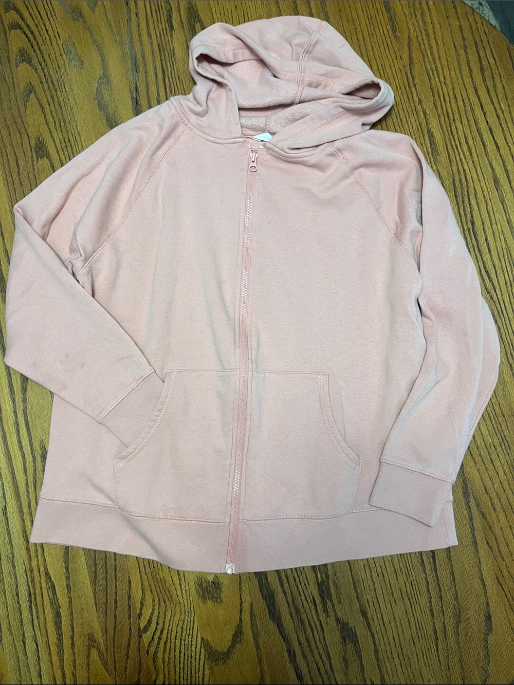Terra & Sky Pale Pink Full‑Zip Hooded Sweatshirt - Peach